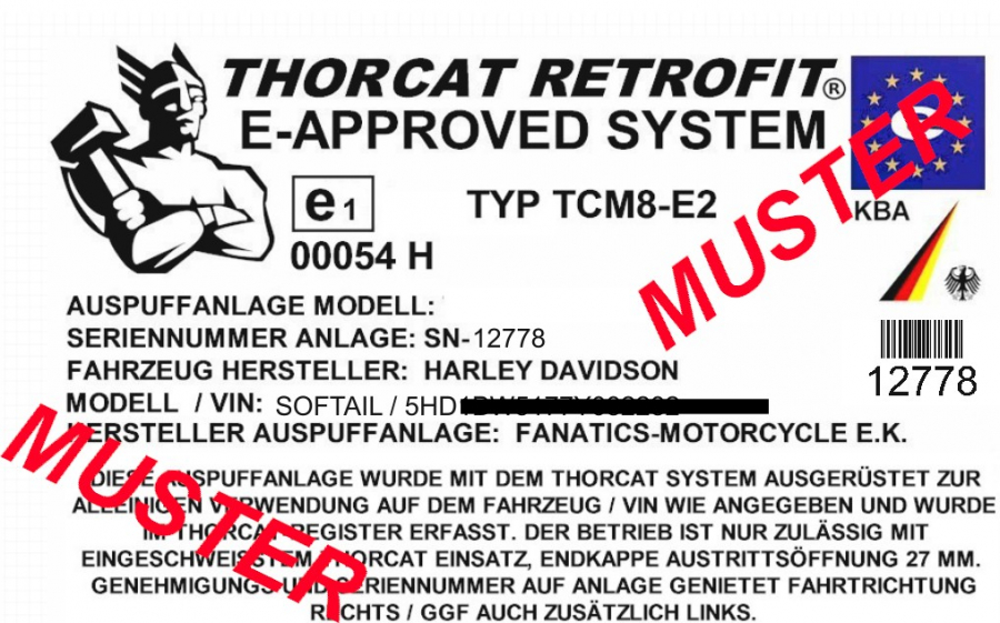 NEW THORCAT EXHAUST SYSTEM REGISTER ON YOUR VEHICLE WITH NEW ID CARD